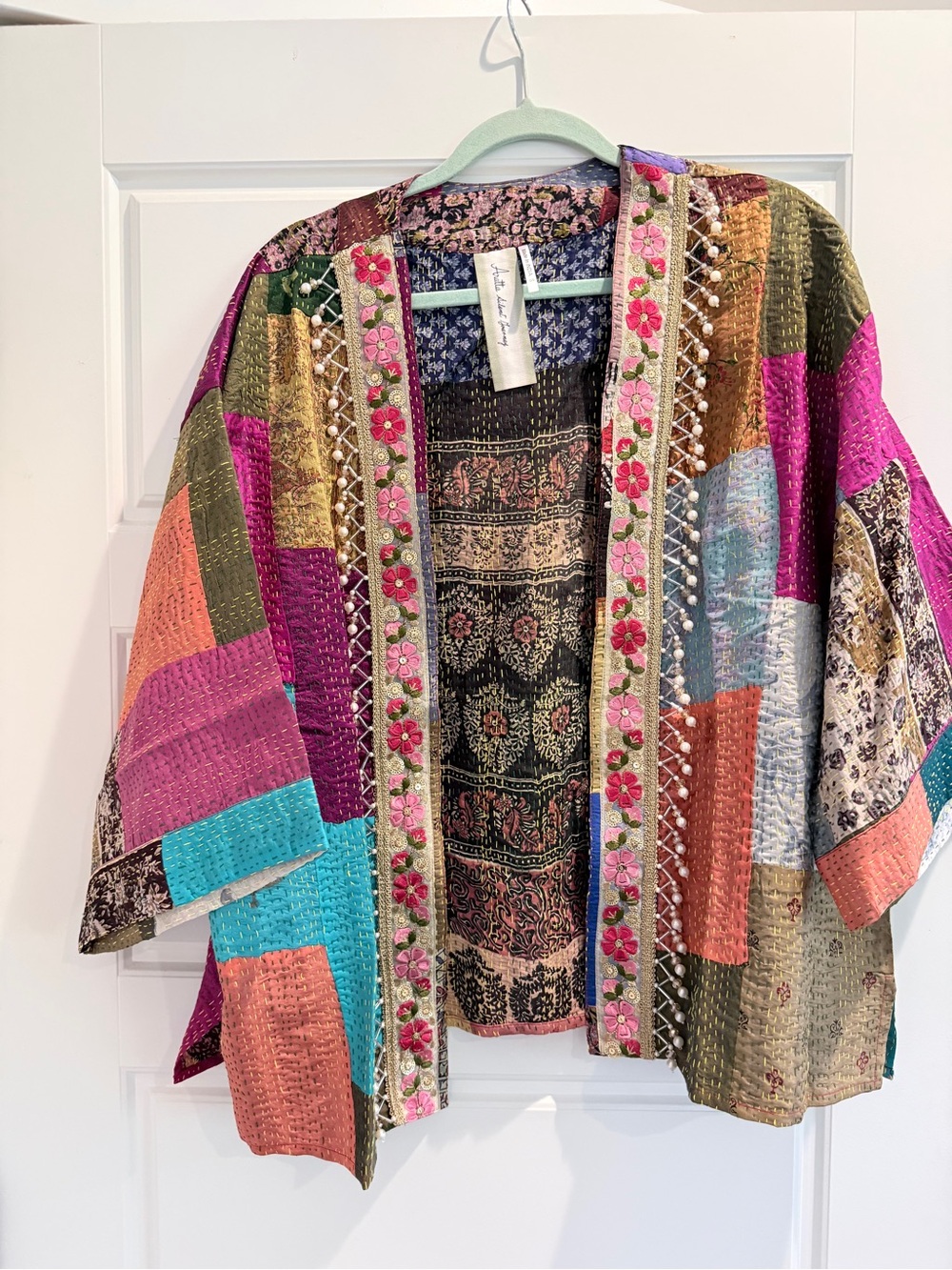 NEW Aratta Bohemian Patchwork Kimono Jacket - Multicolor